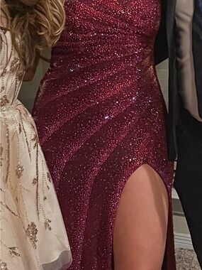 Sparkling Burgundy Evening Gown Dress - Elegant Party Look